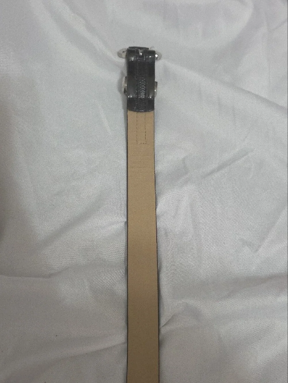 Classic Black Narrow Leather Belt with Silver-tone Buckle, Size 36-40, Like New